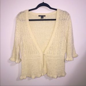 August Silk cream boho one button cardi Large